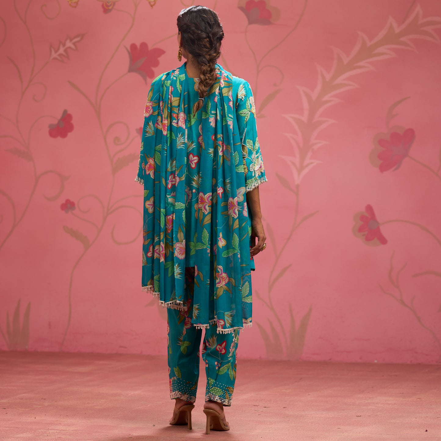 Bloom Story – Teal Garden Hand-Embroidered Kurta Set