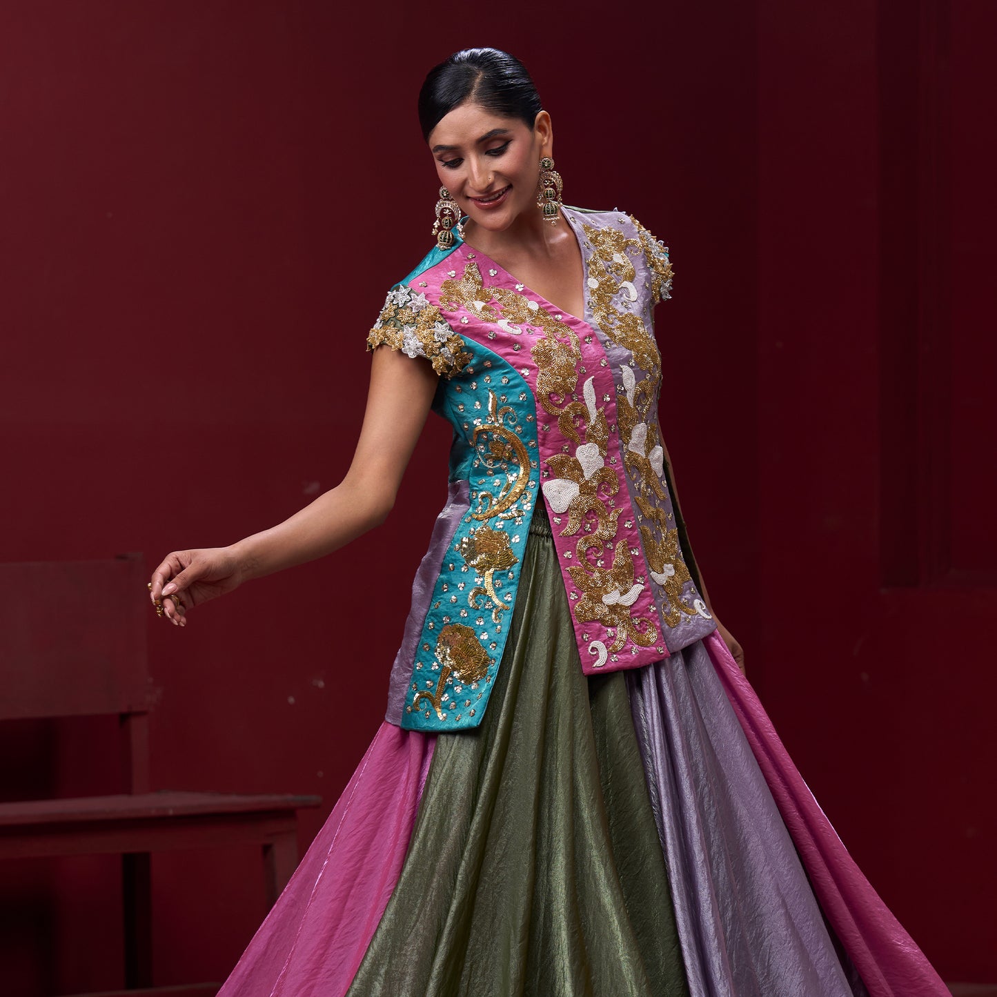 Flare Candy 4 Color Skirt with Embellished Top