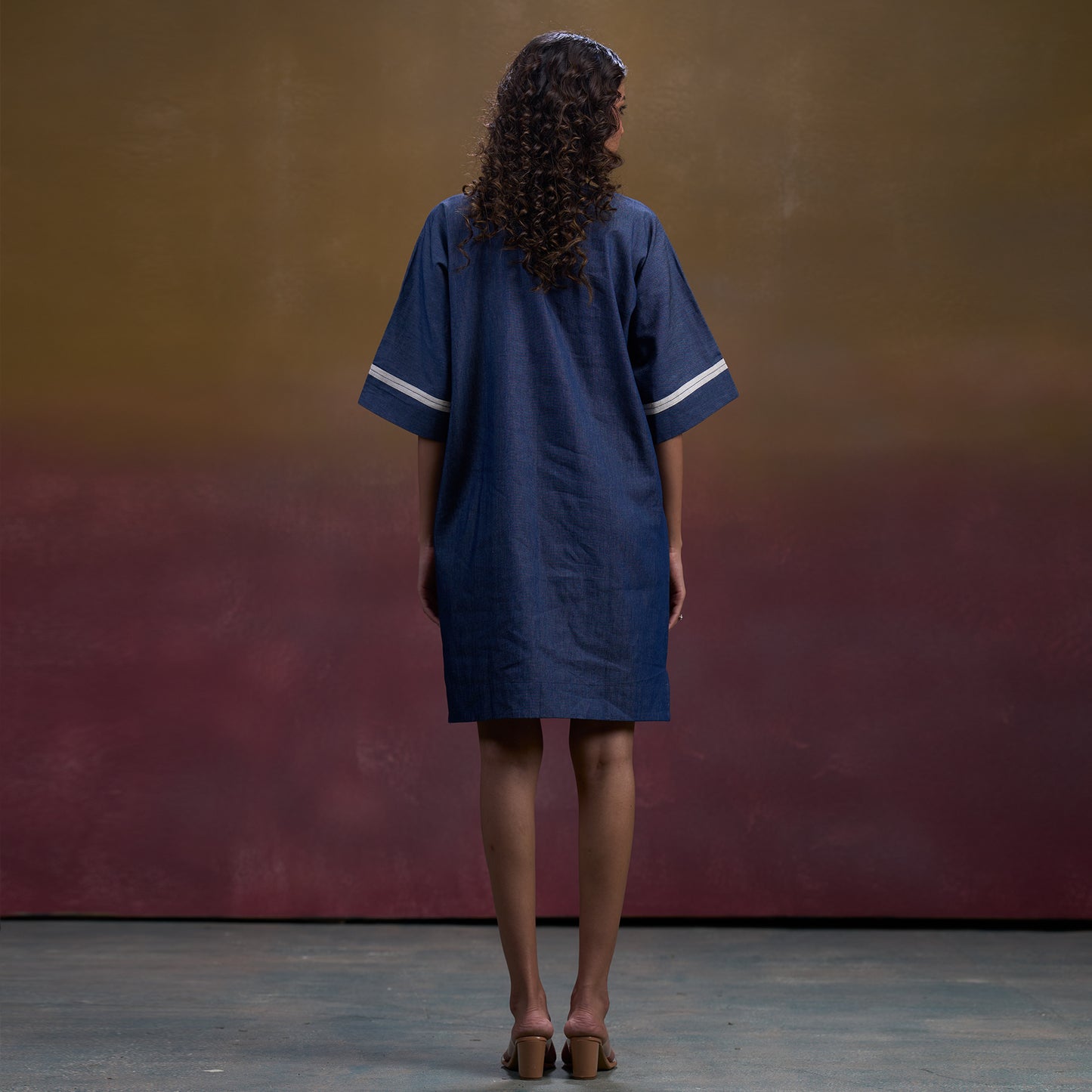 Indigo Bloom Denim Shift Dress