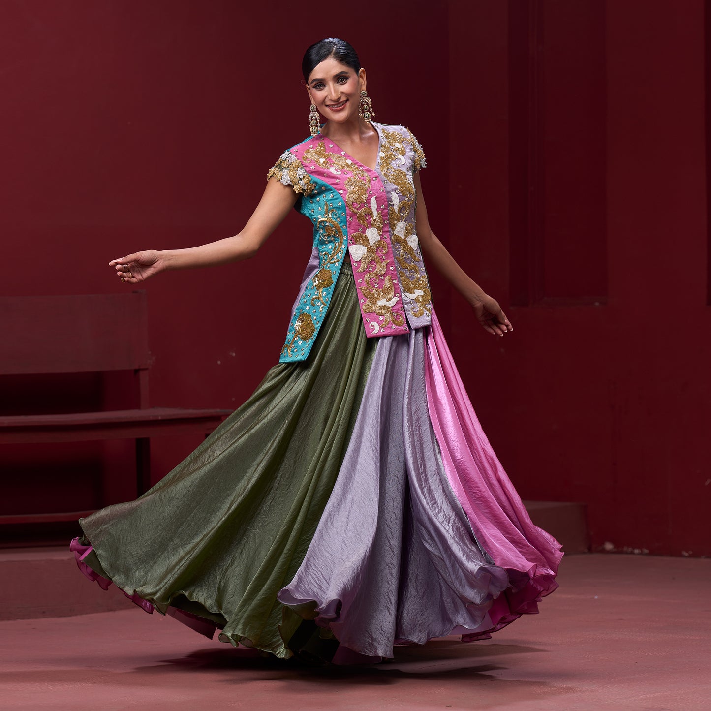 Flare Candy 4 Color Skirt with Embellished Top