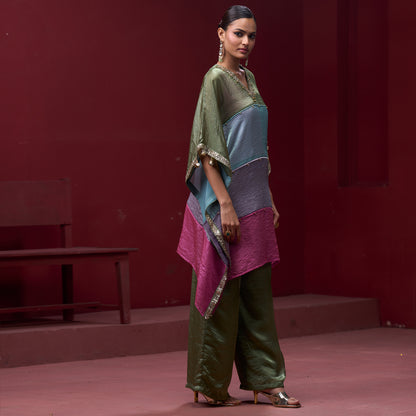 Embellished Candy 4 Color Neck Kaftan Set