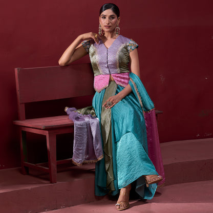 Embellished Candy 4 Color Top with Flare Skirt