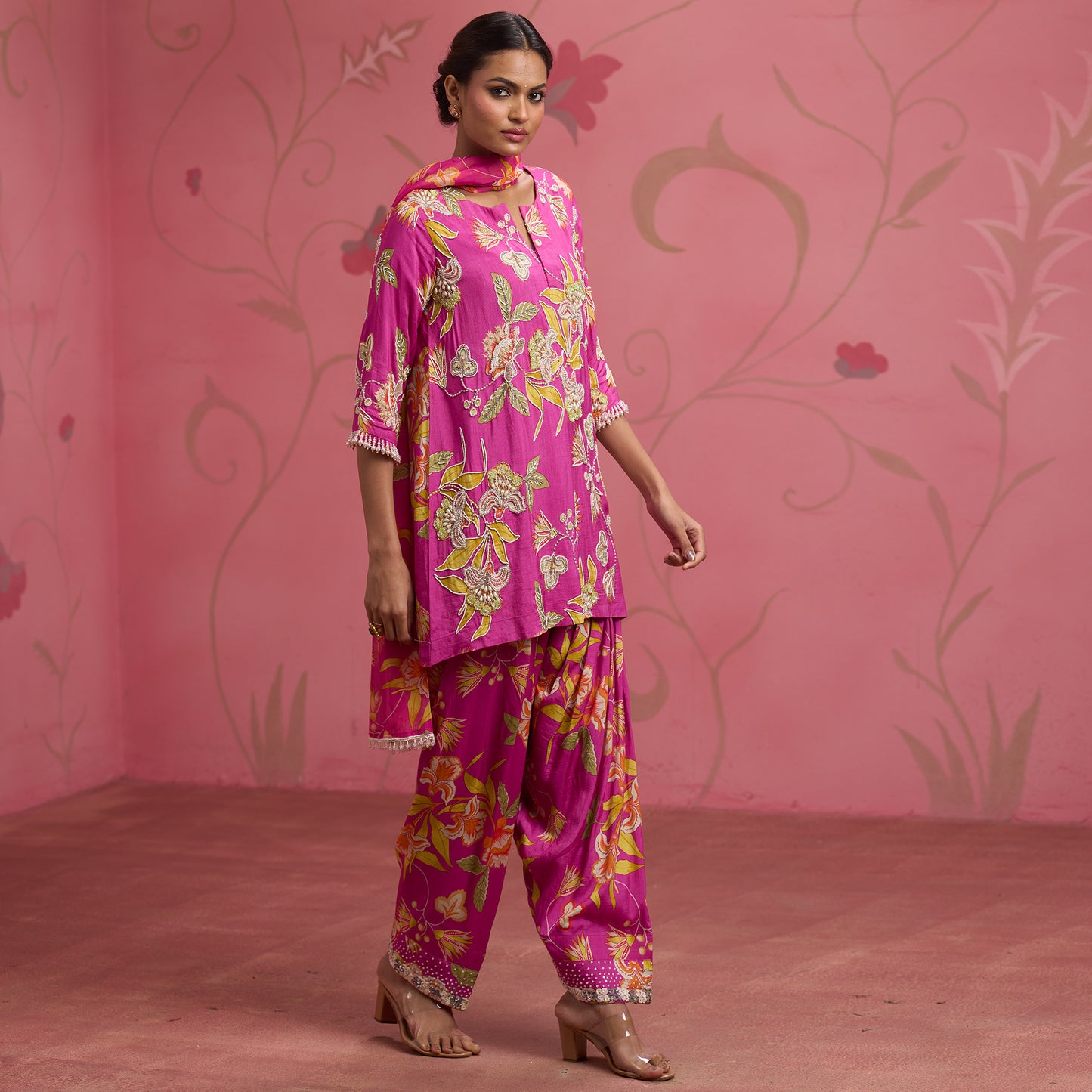 Bloom Story – Rose Pink Bloom Hand-Embroidered Kurta Set