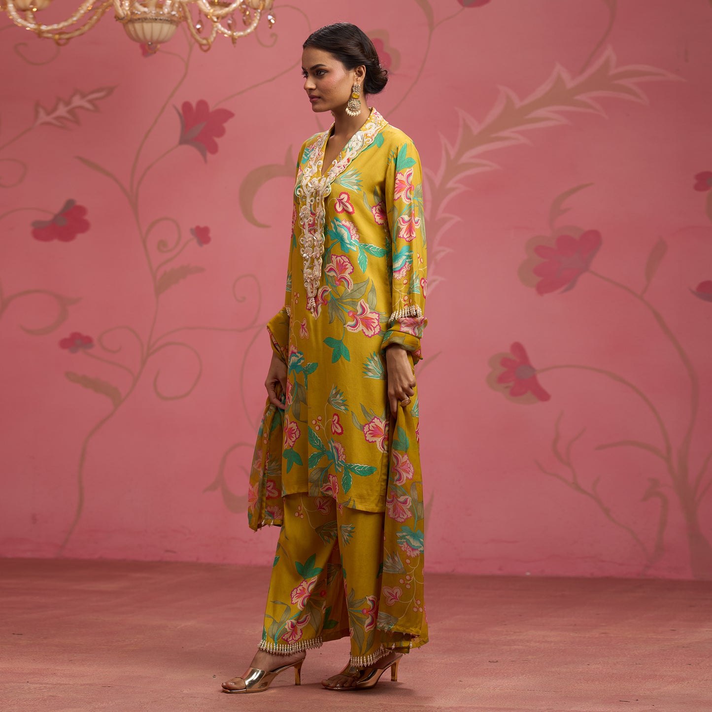 Bloom Story – Mustard Meadow Hand-Embroidered Fusion Kurta Set