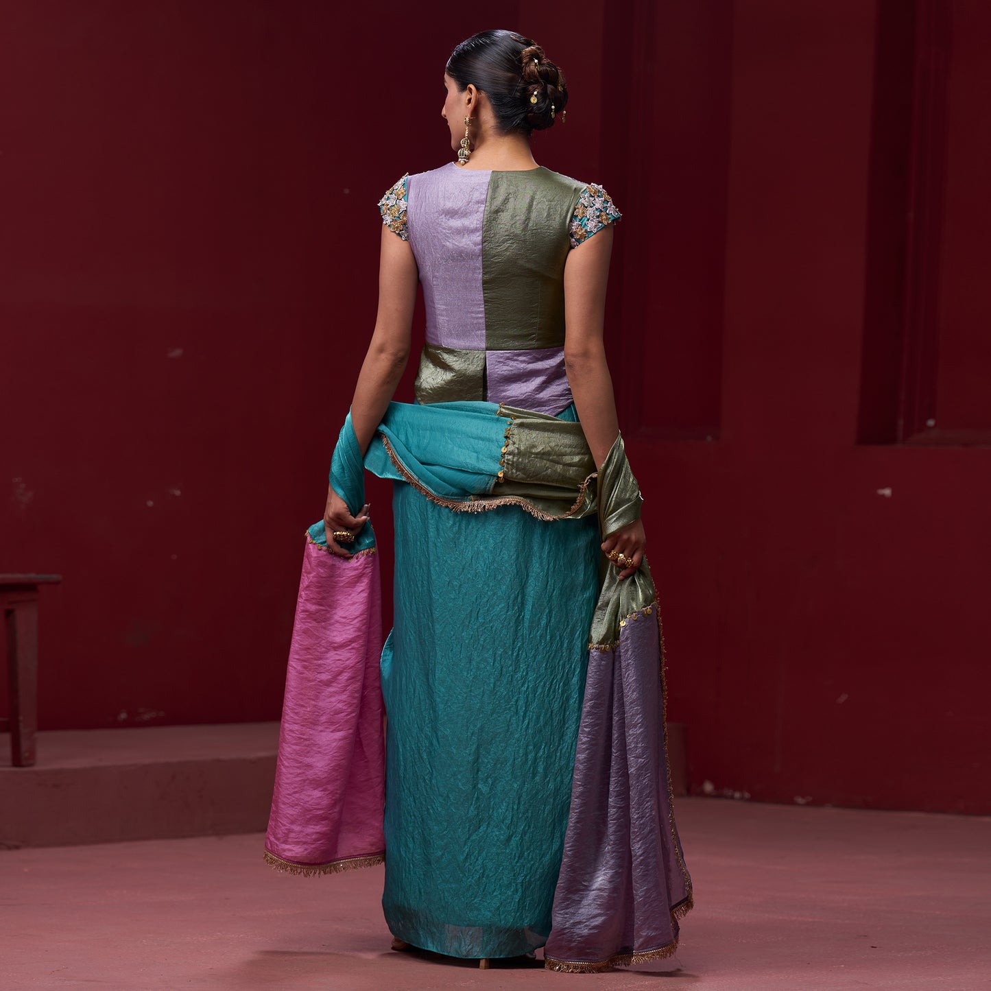 Embellished Candy 4 Color Top with Flare Skirt