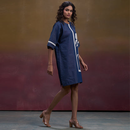 Indigo Bloom Denim Shift Dress