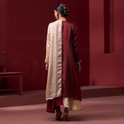 Flare Red & Cream dress with embellished jacket