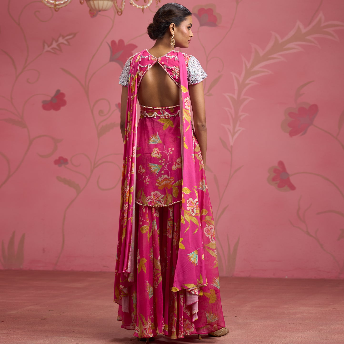 Bloom Story – Rose Pink Hand-Embroidered Layered Floral Dress