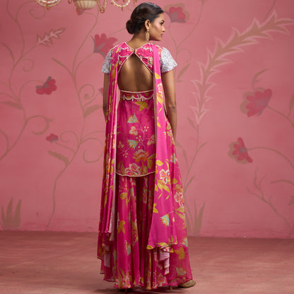 Bloom Story – Rose Pink Hand-Embroidered Layered Floral Dress
