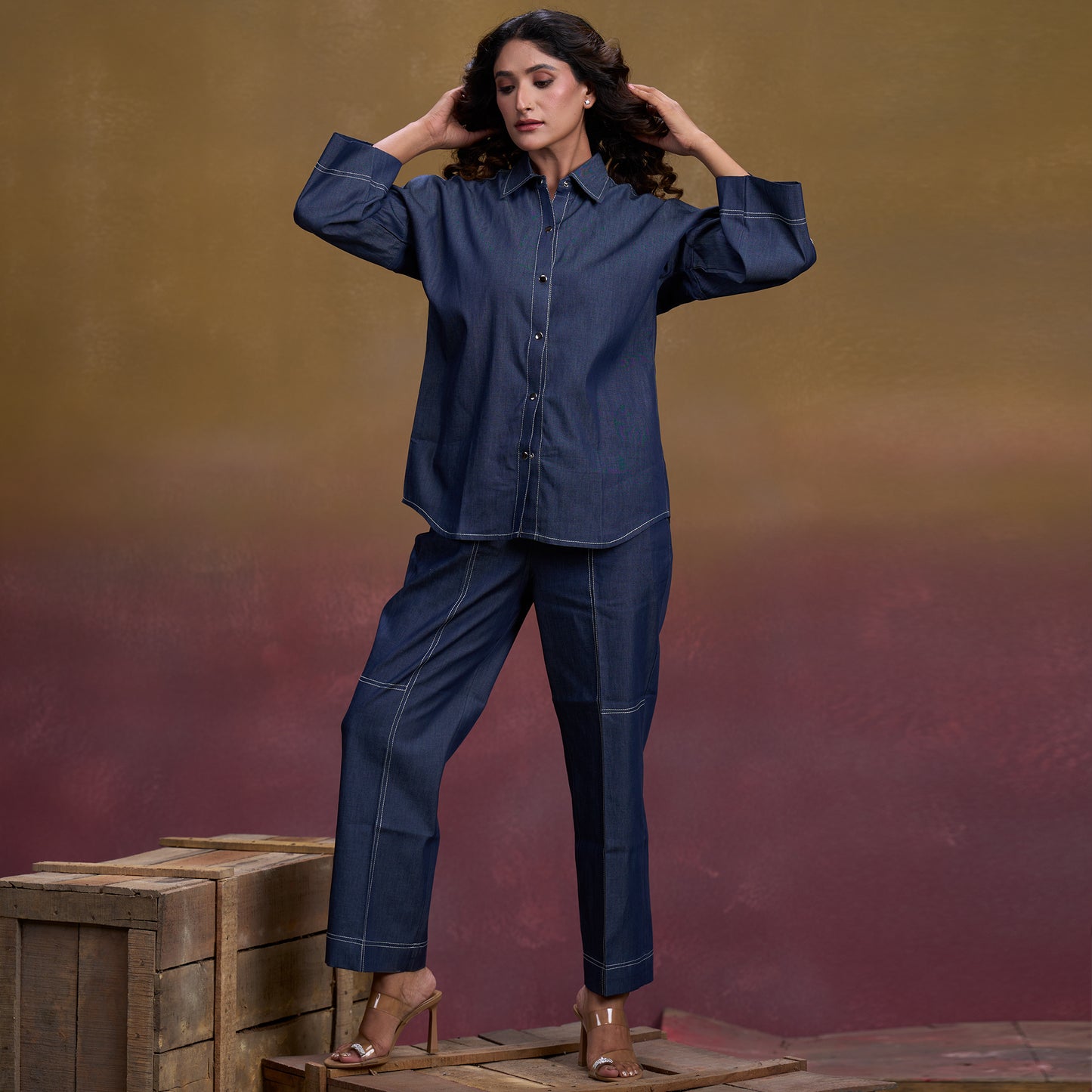 Indigo Leaf Denim Co-ord Set