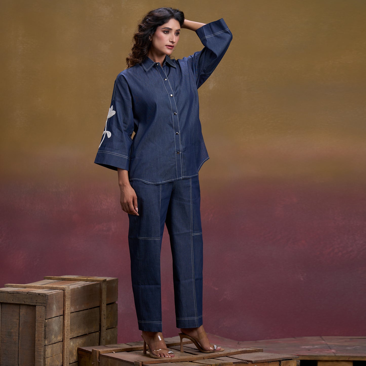 Indigo Leaf Denim Co-ord Set