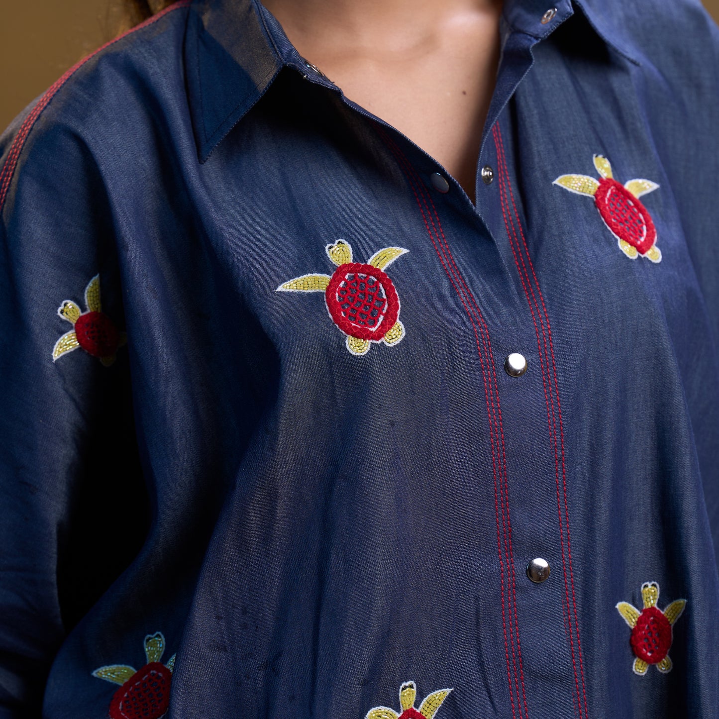 Indigo Turtle Trail Denim Shirt