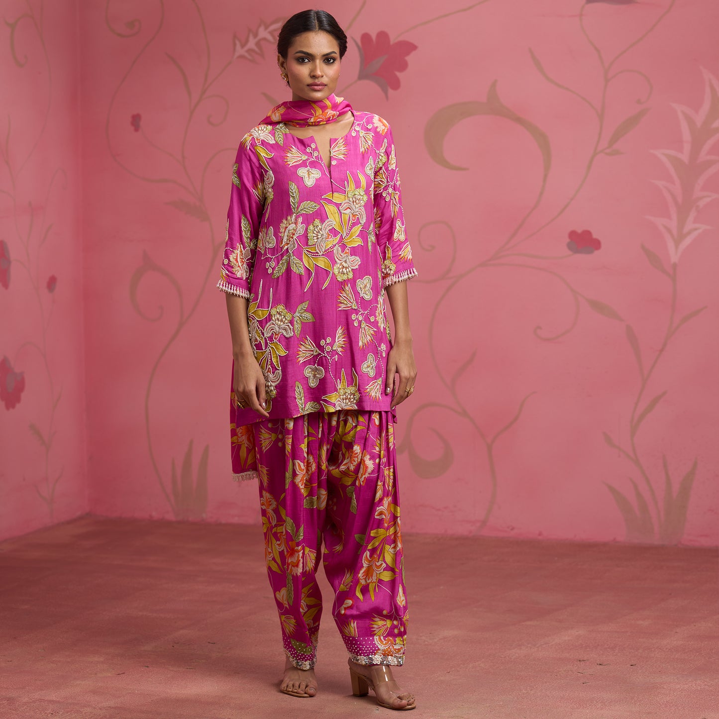 Bloom Story – Rose Pink Bloom Hand-Embroidered Kurta Set