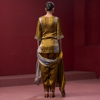 Farshi Golden & Silver Pant with Embellished kurta and Dupatta