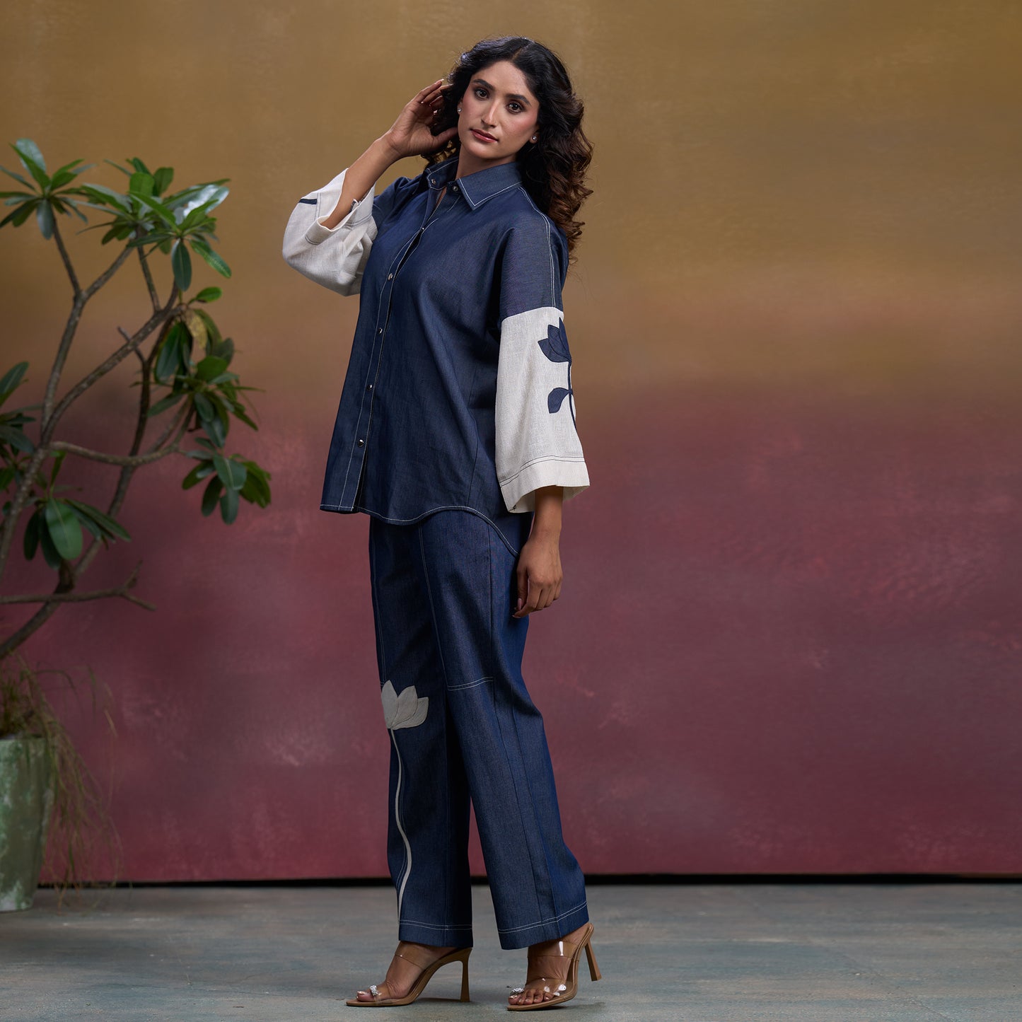 Indigo Petal Denim Co-ord Set