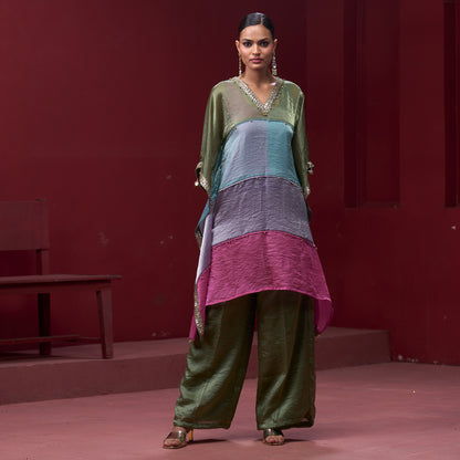 Embellished Candy 4 Color Neck Kaftan Set