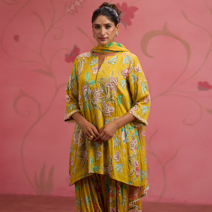 Bloom Story – Mustard Garden Hand-Embroidered Kurta Set