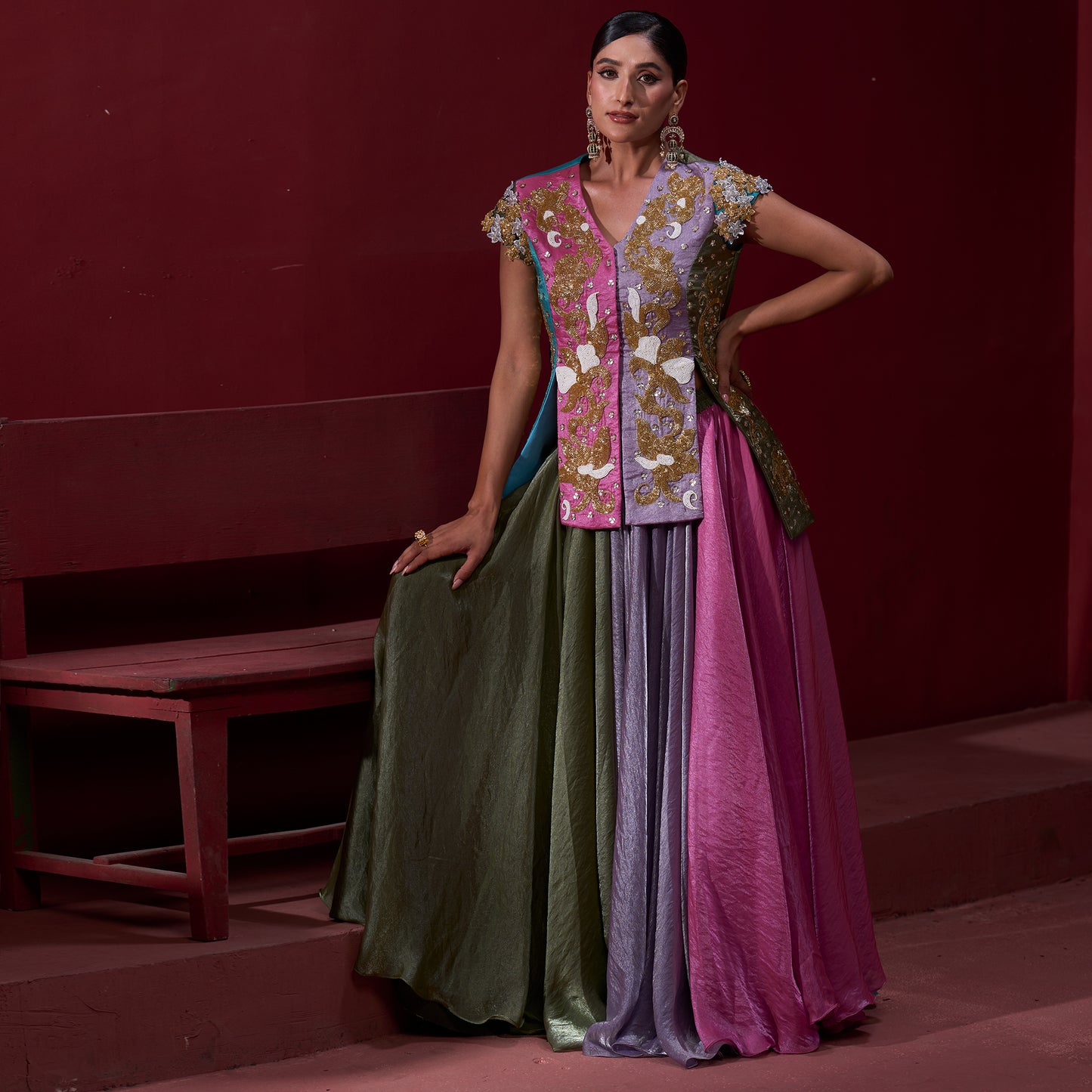 Flare Candy 4 Color Skirt with Embellished Top