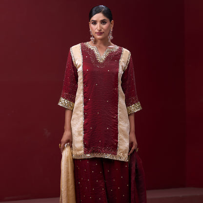 Farshi Red & Cream Pant with Embellished kurta and Dupatta