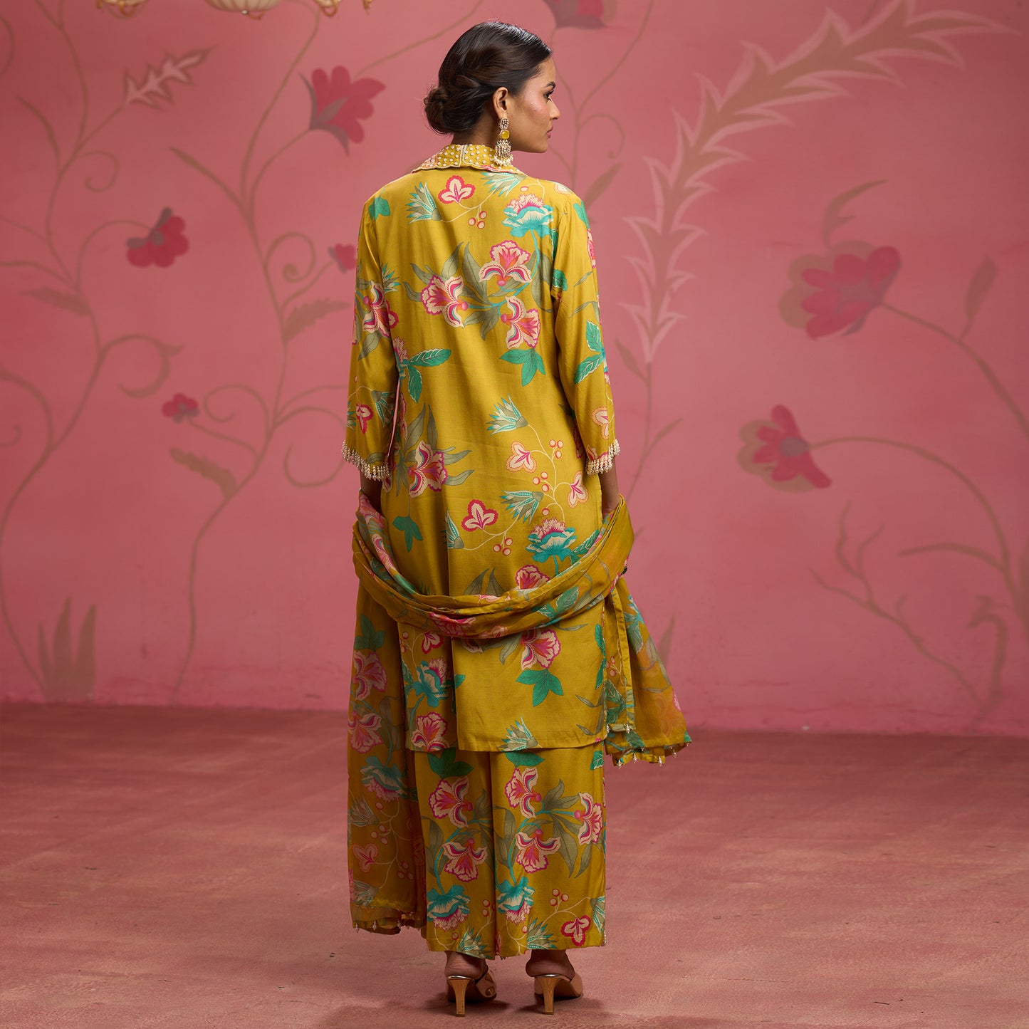 Bloom Story – Mustard Meadow Hand-Embroidered Fusion Kurta Set