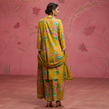 Bloom Story – Mustard Meadow Hand-Embroidered Fusion Kurta Set