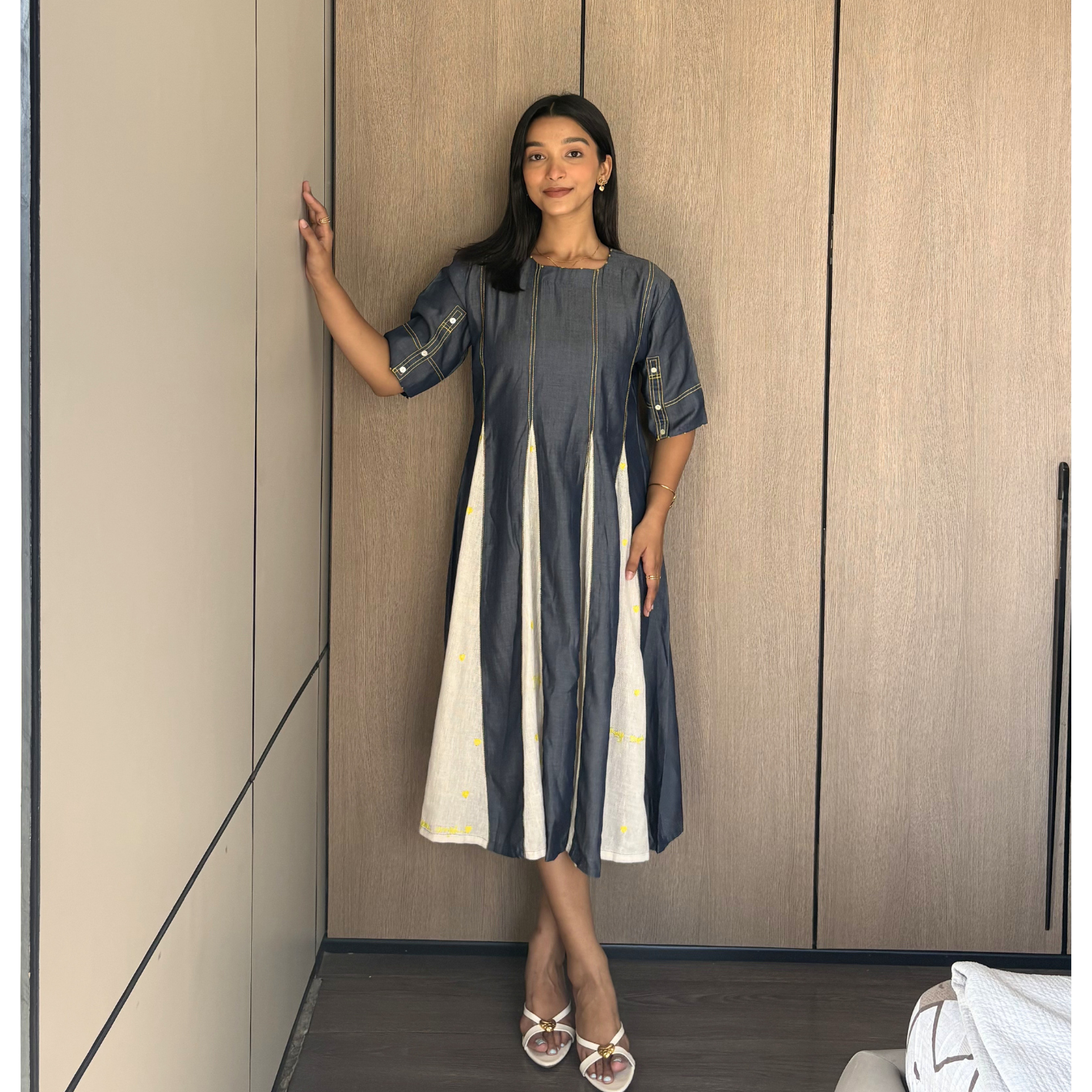 Denim Pleated Dress